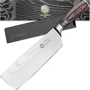 KESSAKU Nakiri Knife - 7 inch - Samurai Series - Asian Vegetable Cleaver - Razor Sharp Kitchen Knife - Forged 7Cr17MoV High Carbon Stainless Steel - Wood Handle with Blade Guard