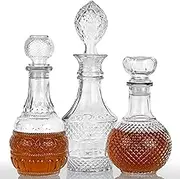 LAWADACH Liquor Decanters Whiskey Decanter Set - Creative Glass Decanter for Liquor,Decanter for Tequila,Bourbon and Vodka Unique Whiskey Presents for Man,Dad and Home Bar Decor(17.6oz*2, 17oz*1)