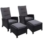 Set of 2 Sun lounge Recliner Chair Wicker Lounger Sofa Day Bed Outdoor Chairs Pa
