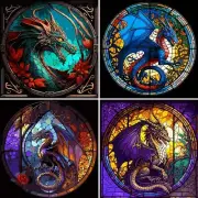 4 PACK Dragon Paint by Number Kit for Adults Paint by Number for Adults on Canva