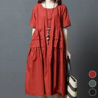在飛比找博客來優惠-【A.Cheter】韓佳人涵舍創意棉麻寬鬆洋裝#j10399