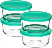 Anchor Hocking 8 Piece Glass Food Storage Containers 2-Cup Round with Mint Snugfit Lids (BPA free, oven, microwave, fridge, and freezer safe)