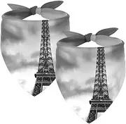 2 Pack Owner and Dog Bandana Set, Pet's Mom/Dad Bandana or Scarf Set, Family Matching Bandanas, Red Car and Eiffel Tower Paris