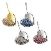 16GB Pen Drive Crystal Heart Necklace USB Flash Drive 2.0 U Disk Memory Stick