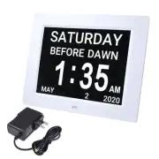 8" Digital LCD Day Clock Wall Alarm Time Office Home Dementia Week Date Calendar