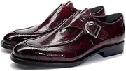 [GrVpM] Men's Monk Shoes,Party Banquet Monk-Strap Formal Dress Shoe Work Office Walking Business Leather Shoes,Red- 39/UK 6.5/US 7