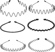 Hair Band, Metal Headbands for Men Fashion Headband for Women, Unisex Wavy Hair Bands Outdoor Sports Head Bands Simple Elastic Non-Slip Headwear Accessories, Wash your face & apply facial mask-6 Pack