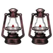 Dollhouse Micro Lantern, 2.17" Height, Plastic Mini Kerosene Lamp Copper, 2pcs