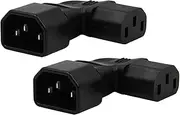 (2-Pack) Right Angle IEC C14 to C13 Power Adapter PDU Plug,C14 to Right Angled C13 Converter Plug Adapter, IEC320 C14 Male Plug to C13 Female Receptacle Power Plug Adapter (C14 to Right C13)