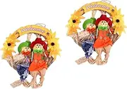 Alipis 2pcs Halloween Scarecrow Wreaths Hanging Door Decor for Home School Garden Bar Unique Couple Ornaments for Fall Harvest Celebrations