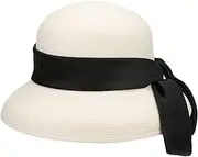 [N\\A] Hat Women's Summer Hepburn Straw hat Women's Sun hat with Wide Brim Lady Beach Sun hat Minimalist Bowknot Style