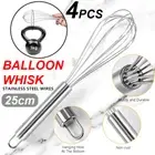 4x Whisk Egg Beater Manual Balloon Wire Stainless steel Whisk Milk Blender NEW