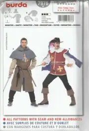 Burda Sewing Pattern 7976 Mens History Musketeer and Page Costume Sz 38-50