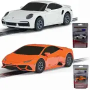 Micro Scalextric Lamborghini Huracan EVO /Porsche 911 Turbo Combo 1/64 Slot Cars