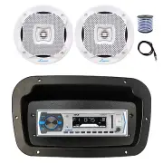 Pyle Marine Radio, Spa Bezel,Adapter, Antenna,Wire, 2x 6.5" 400W White Speakers