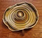 Scala Collezione Women's Tan Light Brown Floppy Hat 10" Brim Strip Huge hat New