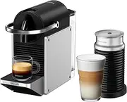 De'Longhi Nespresso Pixie & Aeroccino3 EN127SAE, Capsule Coffee Machine with Milk Frother, Espresso + Lungo Coffee, ECO Mode, Aeroccino Included, 19 Bar Pressure System, Welcome Pack Included, Silver