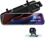 Smart Full Touch Screen Mirror Dash Cam Front & Rear, Backup Camera 1080P Camera