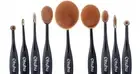 Ohuhu 10 Pcs Oval Makeup Brush Set: Foundation Cream Powder Cosmetic Brushes Kit