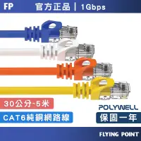 在飛比找蝦皮購物優惠-CAT6 高速網路線【POLYWELL】30公分~5米 CA