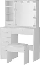 Dressing Table Set Stool 10 LED Bulbs White Makeup Vanity Furniture Bedroom