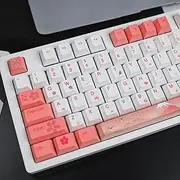 Blossom Cherry Profile Cute Keycaps Set 115 Keys Custom Dye-Sub Keyboard Keycaps for Cherry Gateron MX Switches Mechanical Keyboards
