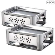 2X 45CM Portable Stainless Steel Outdoor Chafing Dish BBQ Fish Stove Grill Plate LUZ-ChafingDishFish45cmX2