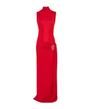 Casablanca Sleeveless Draped Maxi Dress red