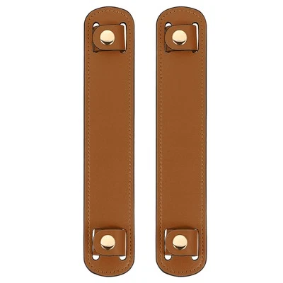 2 Pcs 8.98x1.69 Inch Leather Shoulder Strap Pad, Strap Covers, Khaki Brown