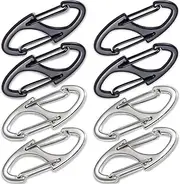Deozu 8Pcs Zipper Clip Anti Theft Deterrent, Dual Opening Safety Zipper Locks Pull Replacement for Backpacks, Camping, Suitcases, Purse (Black, Silver)