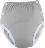 TENOL Adult Cloth Diaper Washable Nappy Cover Waist 66-100cm Incontinence Underwear Quick to Dry for Seniors leak proof Waterproof, Gray