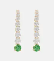 [Melissa Kaye] Melissa Kaye Aria Earhook 18kt gold earrings with diamonds and tsavorites One Size gold