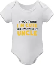 [WOOYONGING] If You Think I'm Cute You Should See My Uncle Baby Clothes Newborn Short Sleeve Baby Girl Newborn Clothes White Ba