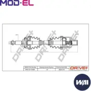 DRIVE SHAFT DP2110.10.0300 FOR DACIA SANDERO LOGAN/MCV/EXPRESS RENAULT 1.6L 4cyl