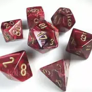 Chessex Vortex Burgandy Dice w/Gold Markings 7-Dice Set (D20/12/10/%/8/6/4)