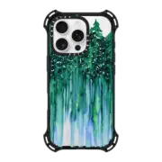 iPhone 16 Pro Bounce Case MagSafe Compatible THROUGH THE TREES, BOLD GREEN AQUA Colorful Forest Nature Wanderlust Boho Outdoors Mountains Watercolor Painting Clear Transparent Ebi Emporium