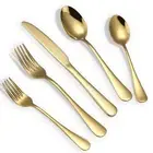 Briout Gold Silverware Set, 20 Piece Golden Cutlery Set Service for 4, Stainless
