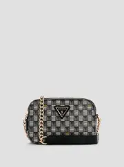 GUESS Women's Black Logo G Wave Crossbody Camera Bag