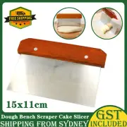 Stainless Steel Dough Bench Scraper Wooden Handle Cake Slicer Pastry Cutter AU