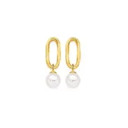 9ct Gold Cultured Freshwater Pearl Drop Stud Earrings in White