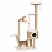 Cat Tree with Luxury Cushion and Scratching Post 148cm Seagrass vidaXL