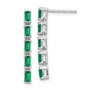 14k White Gold Emerald 5-stone Dangle Earrings