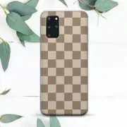 Beige Brown Checkered Geometry Case For Samsung Note 20 S20 S21 S22 S23 S24 FE