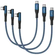 Fasgear Short USB C to USB C Cable - 3 Pack 30Cm 60W USB 2.0 Type C Charger Fast