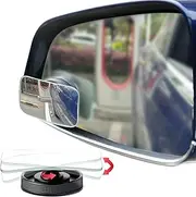 Suction Cup Blind Spot Mirror, Ampper HD Glass Frameless Removable Convex Wide Angle Rear View Mirror (Rectangular, Pack of 2)