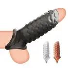 Penis Enlargement Sex Sleeve Extender Reusable Condom Delay Rings Adult Men Toy