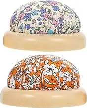 Gatuida 2Pcs Wooden Pincushions for Sewing Needle Organization Adorable Needle Keepers with Polyester Cushion for DIY Crafts Quilting Beginners Stylish Desktop Decor