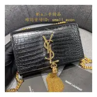 在飛比找Yahoo!奇摩拍賣優惠-【二手正品】YSL 聖羅蘭  Kate 流蘇鱷魚皮鏈條包 3