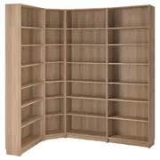 BILLY bookcase corner comb w ext units, oak effect, 215/135x28x237 cm