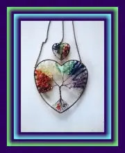RAINBOW SUNCATCHER, Tree of Life Crystal Suncatcher, DOUBLE HEART Suncatcher